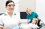 Little Girl Treated At Dental Clinic Stock Photo