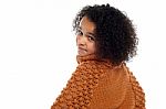 Little Girl With Over Sized Sweater On Turning Back Stock Photo