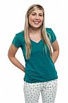 Long Haired Blonde Teen Girl In Casuals Stock Photo