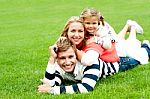 Lying Family In Outdoor Stock Photo