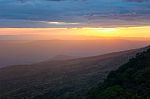 Majestic Sunset In The Mountains Landscape Stock Photo