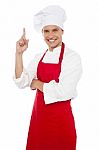 Male Chef Showing Pointing Up Stock Photo