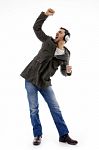 Male Dancing With Listening Music Stock Photo