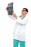 Male Doctor Holding X Ray Stock Photo