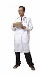 Male Doctor Standing On White Stock Photo