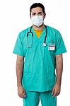 Male Doctor Wearing Face Mask Stock Photo