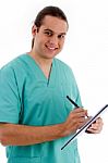 Male Doctor With Prescription Stock Photo