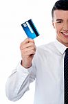 Male Executive Showing His Cash Card Stock Photo