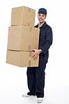 Male Holding Cardboard Box Stock Photo