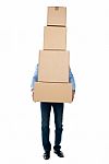 Male Holding Cardboard Box Stock Photo