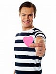 Male holding paper heart Stock Photo