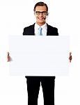 Male Operator Showing Blank Board Stock Photo