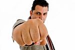 Male Showing Clenched Fist Stock Photo