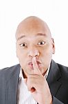 Male Showing Silence Gesture Stock Photo