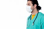 Male Surgeon With Face Mask Stock Photo