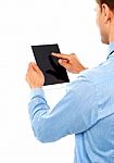 Male Using Tablet Pc Stock Photo