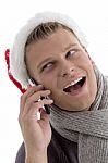 Male With Christmas Hat Stock Photo