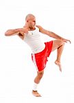 Man Doing Stretching Exercise Stock Photo