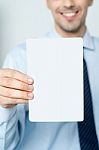 Man Hand Showing Business Card Stock Photo