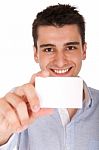 Man Holding Card Stock Photo