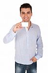 Man Holding Card Stock Photo