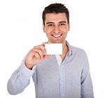 Man Holding Card Stock Photo