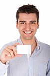 Man Holding Card Stock Photo