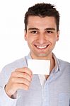 Man Holding Card Stock Photo