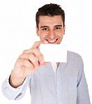 Man Holding Card Stock Photo