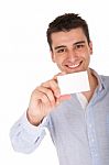 Man Holding Card Stock Photo