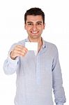 Man Holding Card Stock Photo