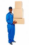 Man Holding Cardboard Box Stock Photo