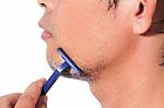 Man Is Shaving Stock Photo