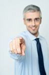 Man Pointing A Finger Towards You Stock Photo