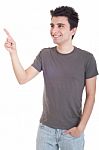 Man Pointing Up Stock Photo