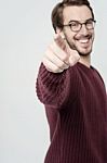 Man Points His Index Finger At You Stock Photo