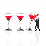 Man Protect From Red Cocktail Stock Photo