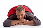 Man Resting In Sleeping Bag Stock Photo