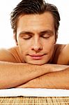 Man Resting With Closed Eyes At Spa Stock Photo