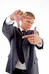 Man Showing Framing Gesture Stock Photo