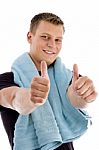 Man Showing Good Luck Sign Stock Photo