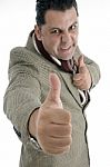 Man Showing Thumbs Up Gesture Stock Photo