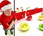 Man Wearing Christmas Hat Stock Photo