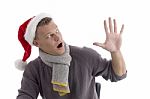 Man Wearing Santa Hat Stock Photo