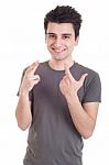 Man With Crossed Fingers Stock Photo