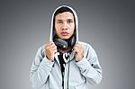 Man With Headphone Stock Photo