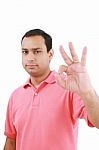 Man With Ok Hand Gesture Stock Photo