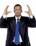 Man With Raised Hands Stock Photo