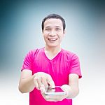 Man With Smart Phone Stock Photo