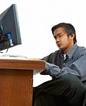 Man Working On Computer Stock Photo